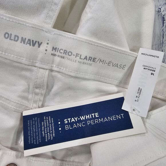 Old Navy WOMENS SIZE 16 Stay White Micro Flare Mid Rise Stretch Denim Jeans - Picture 8 of 11